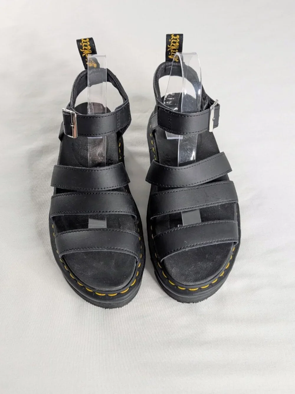 Dr. Martens Black Leather Platform Buckle Three Strap Chunky Sandals Blaire - Picture 3 of 8